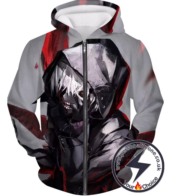 Tokyo Ghoul Kaneki Ken Zip Up Hoodie - Tokyo Ghoul 3D Zip Up Hoodies And Clothing